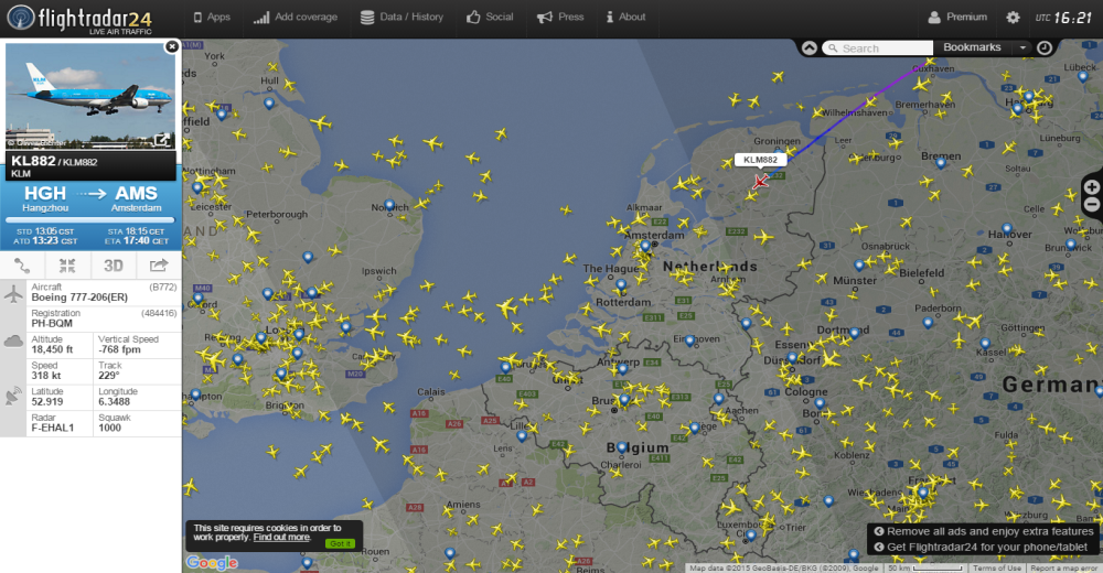 TRACK Flight Radar 24 Map